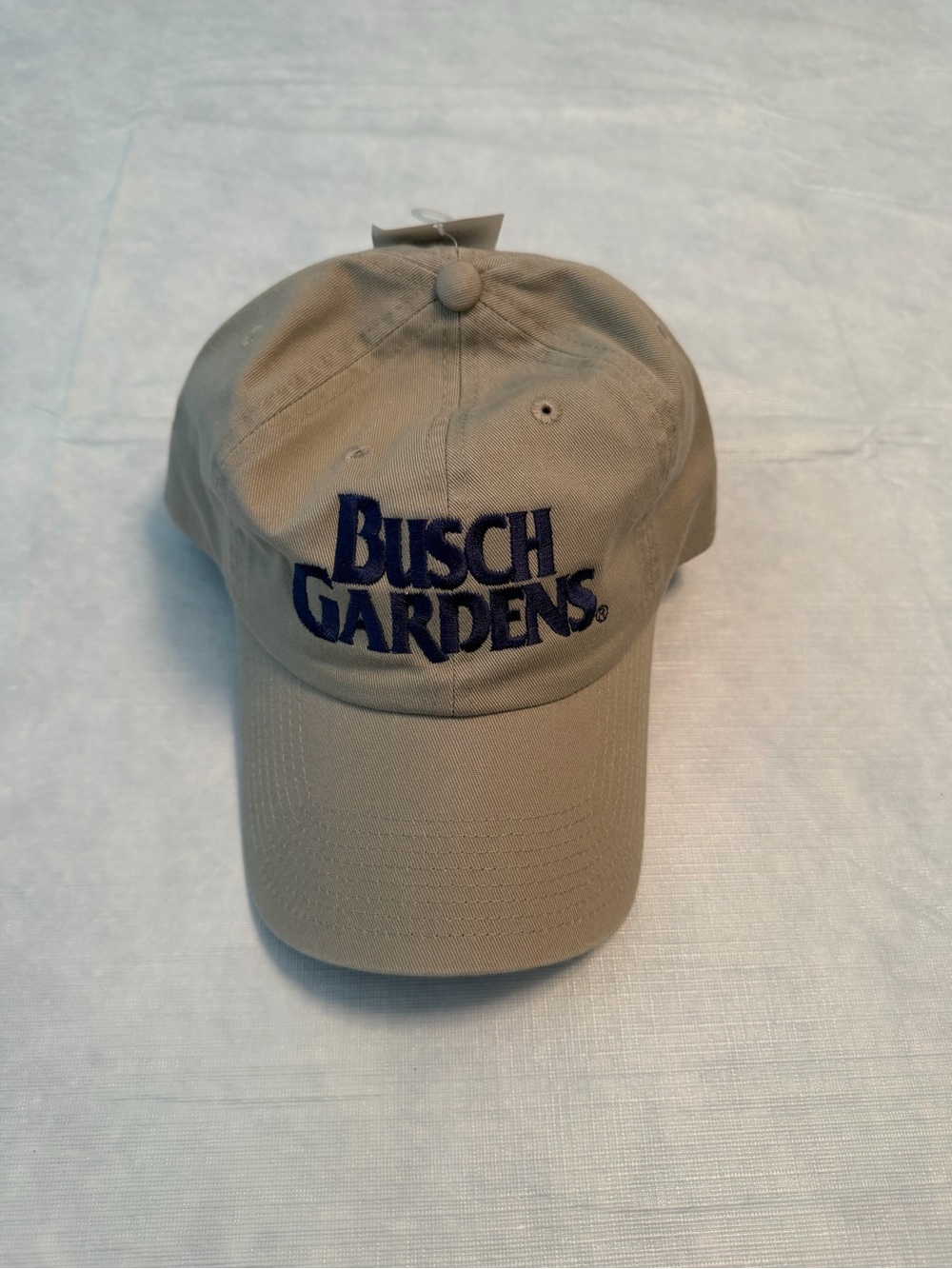Fahrenheit Khaki Baseball Cap with Navy 'Busch Gardens' Embroidery